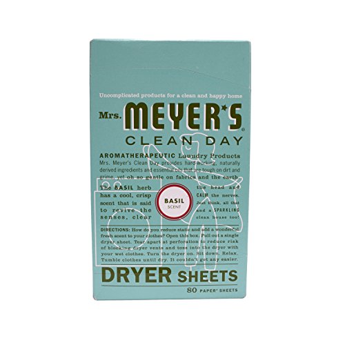 Cruelty Free, Softens Fabric, Reduces Static | Mrs. Meyer's Clean Day Dryer Sheets, Basil Scent, 80 Count
| Softens Fab