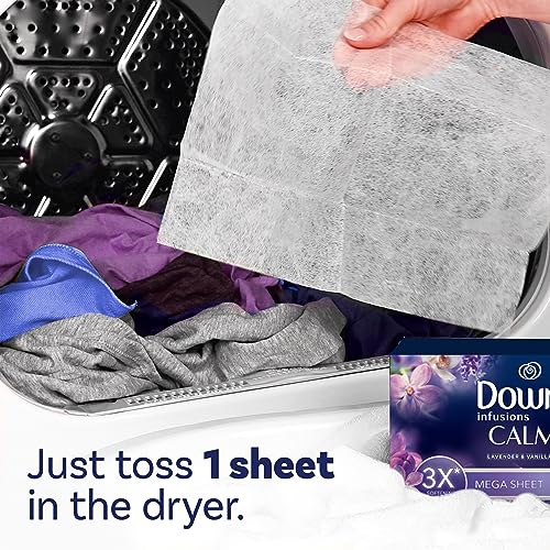 Downy Infusions Mega Dryer Sheets - Calm Lavender and Vanilla Bean for Dryer Sheets, Soft and Smooth Laundry
| Downy In