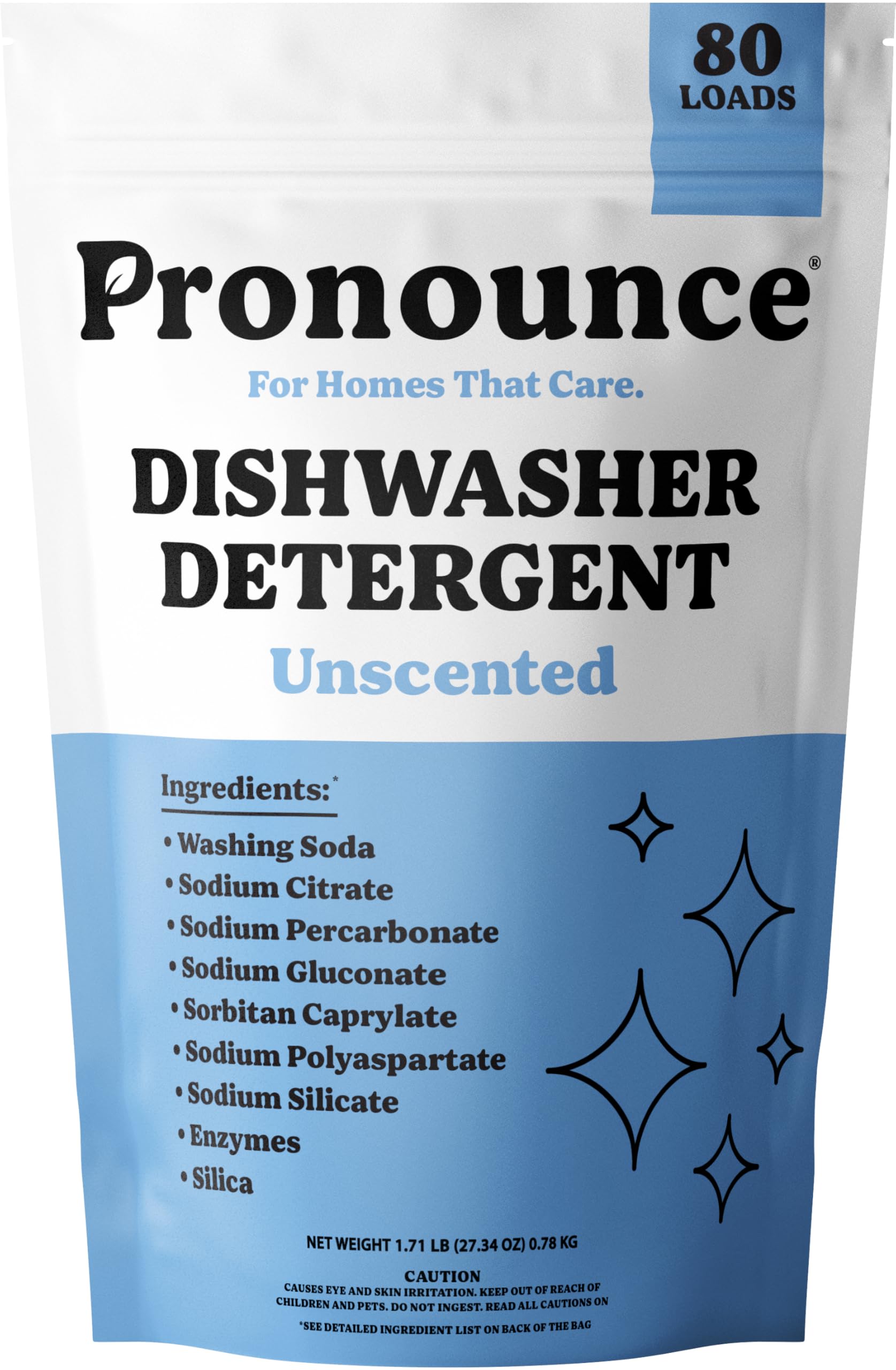 Pronounce Ultra Concentrated Dishwasher Detergent - Cleaner Ingredients, Fragrance Free, Cuts Grease and Grime, Dishwash