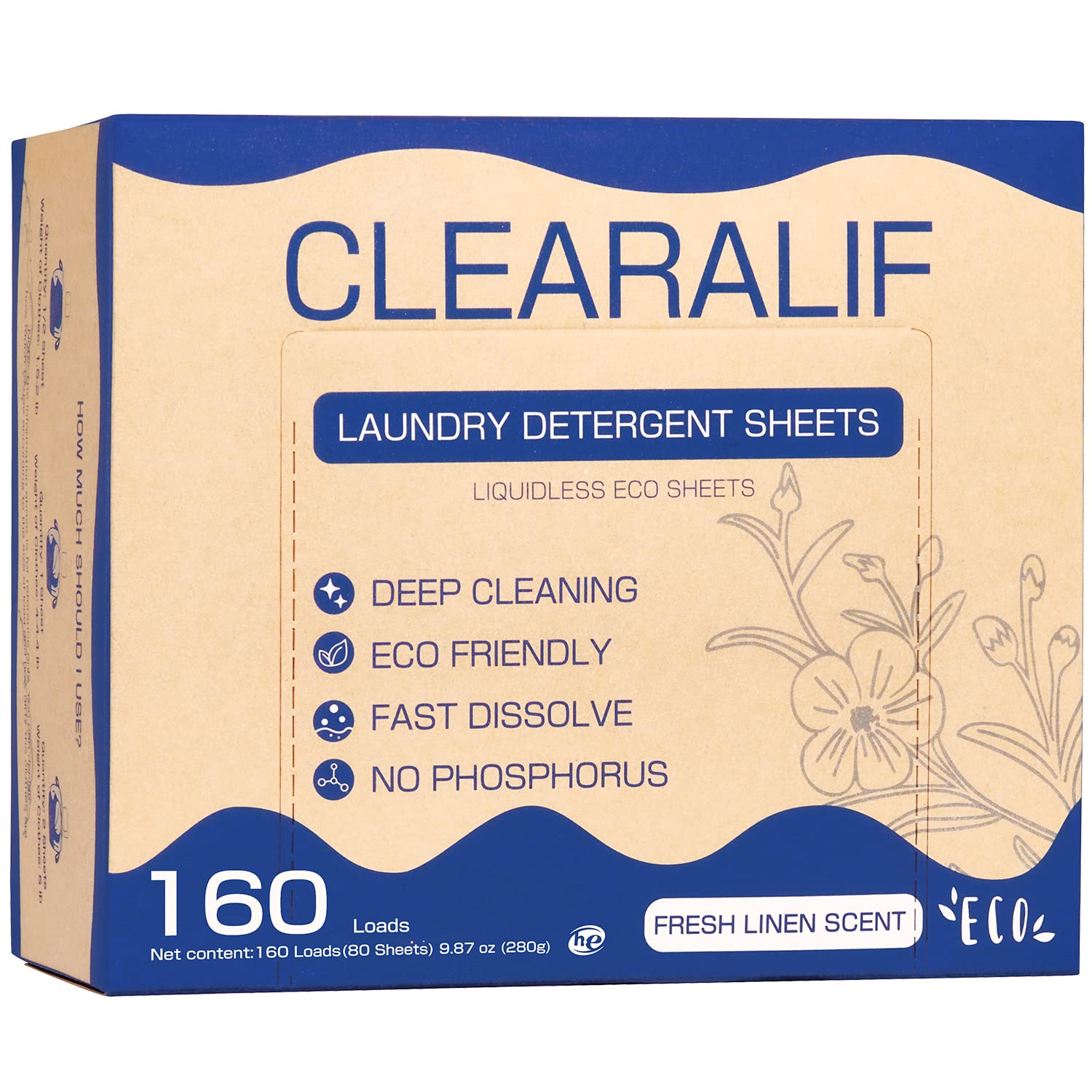 Clearalif Laundry Detergent Sheets Up to 160 Loads Great For Travel Apartments Dorms Eco Friendly & Hypoallergenic